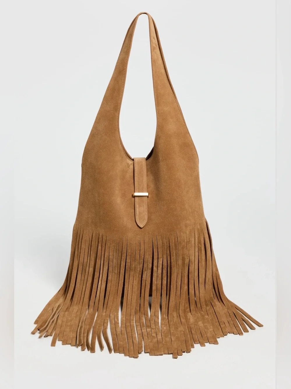 Reformation IVY Bracco Tan Suede Fringe Shoulder Bag Tote NEW NWT